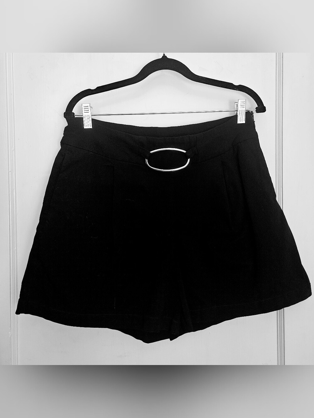 INC International Concepts Black High-Waist Belted Shorts